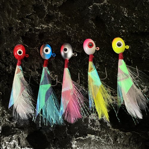 Bombite Oval Crappie Jig Heads with Hand-Tied Feather Rainbow Skin, 10/20Pcs Crappie Fishing Lures Kit for Bass, Trout, Walleye, Panfish, Sunfish, 1/32oz, 1/16oz, 1/8oz
