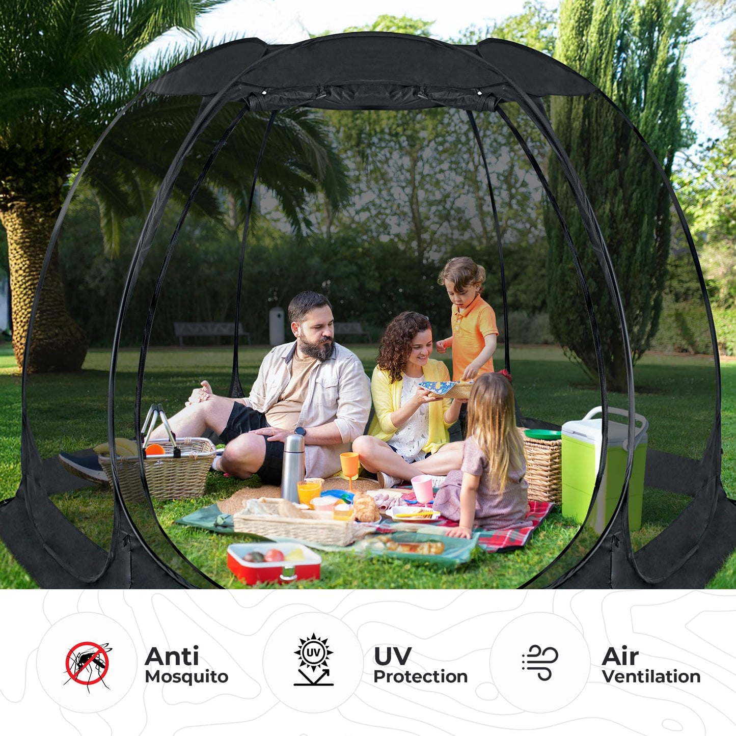 Alvantor Pop Up Screen Tent House Room Instant Outdoor Camping Canopy Sun Shelter Gazebo for Patio, Backyard & Deck, Privacy Tent(2-10 People, 8'x8' 10'x10' 12'x12')