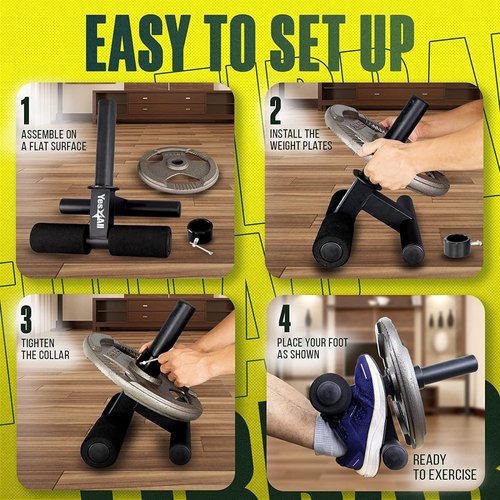 Yes4All Tib Bar - Professional Tibialis Trainer - Get Stronger Calves, Shins And Ankles With Long Bar For More Plates And Ripping Lower Leg Muscles. Fit 2" Weight Plates - All Shoe Sizes For Men/Women