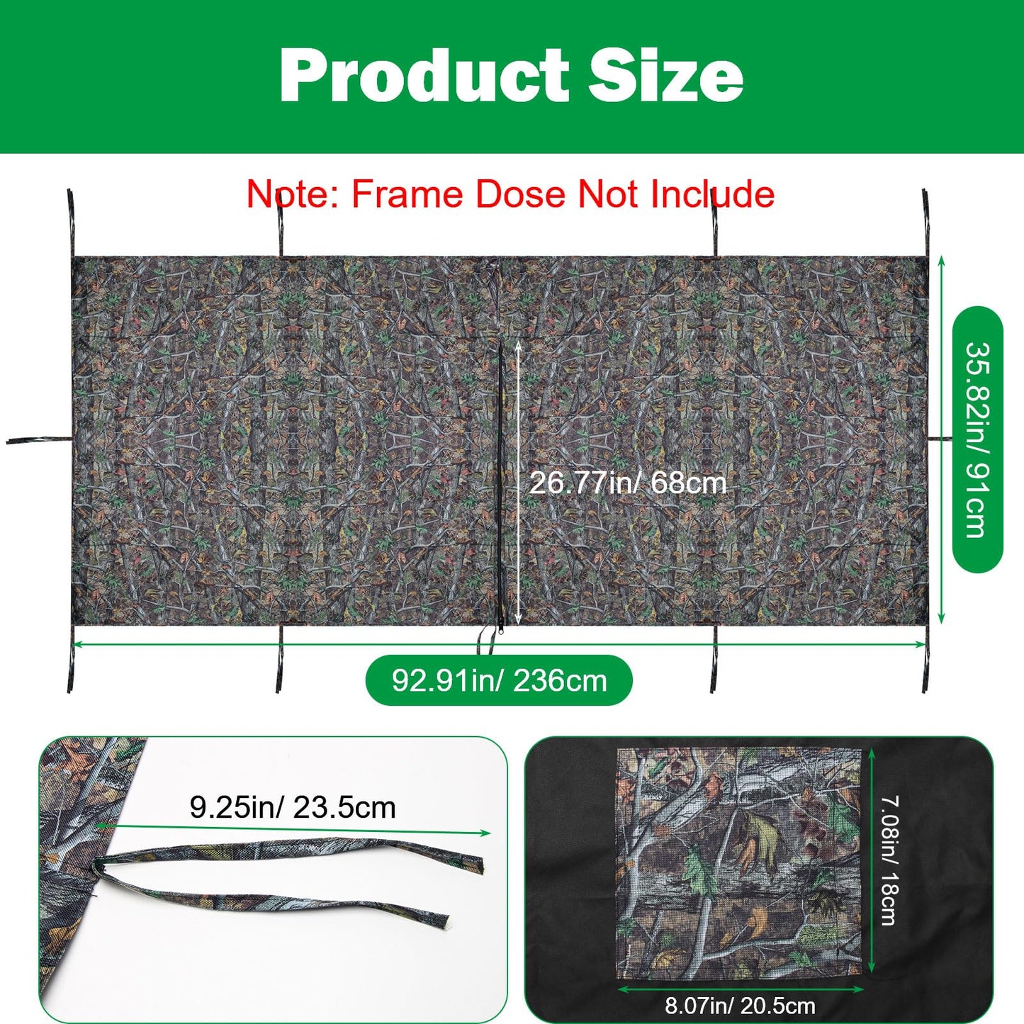 Anglekai Deer Hunting Tree Stand Blind Cover, 93" x 35" Hunting Treestand Camo Blind Cover with 2 Pocket for Elevated