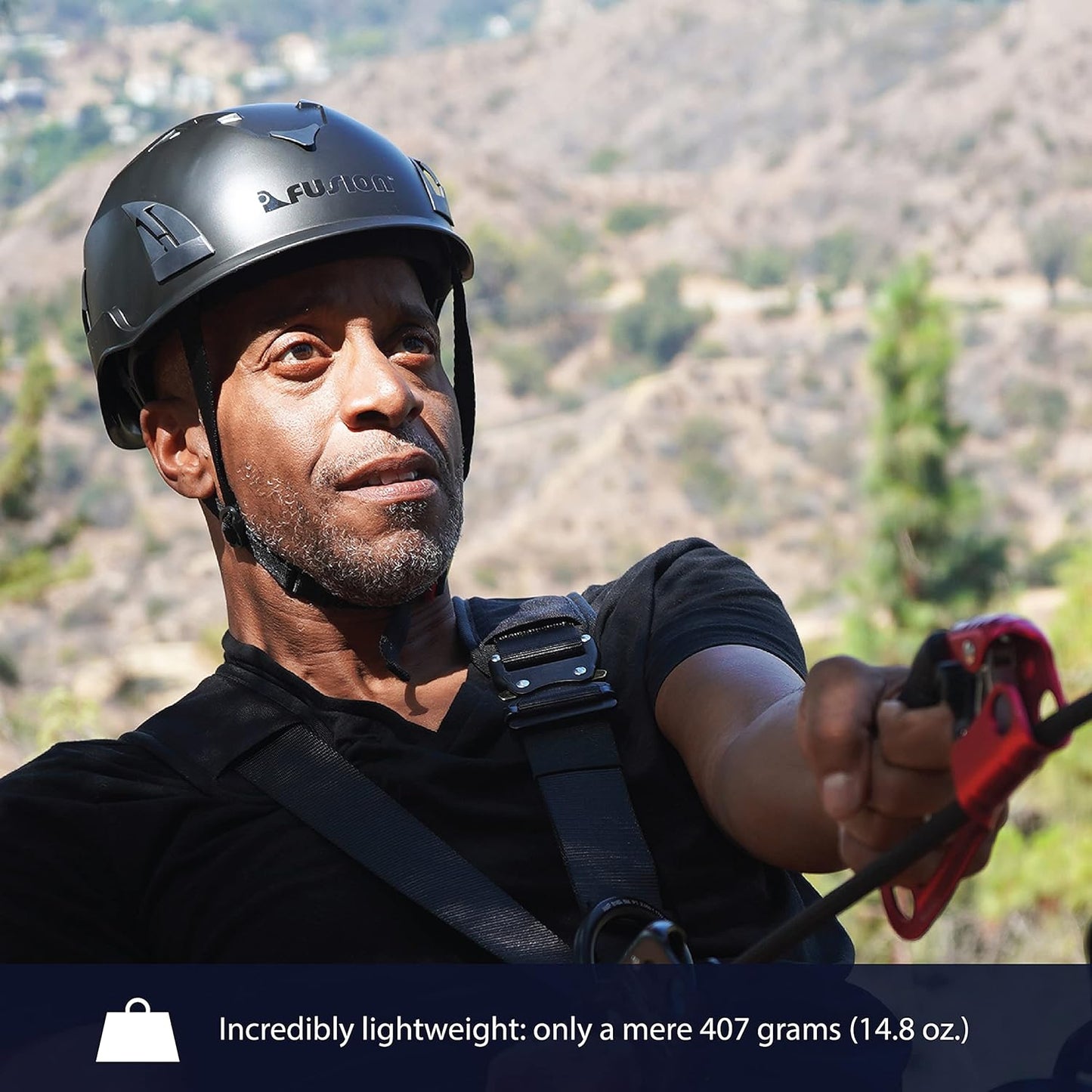 Fusion Climb Meka II Climbing and Zipline Safety Helmet - Black, 6.25-Inch H x 10.3-Inch L x 8.25-Inch W