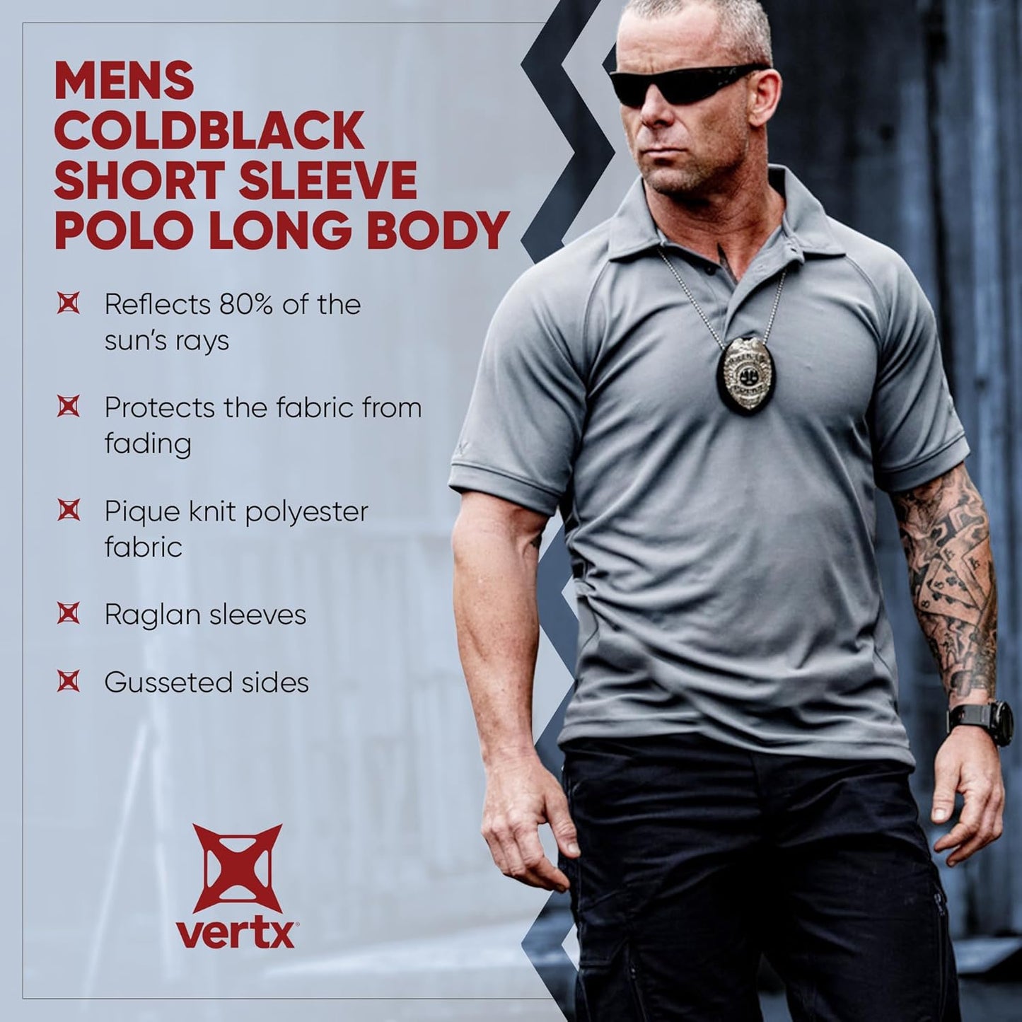 Vertx Tactical Polo Shirt for Men - Short Sleeve, Breathable & Temperature Regulating, Ideal for Police & Security