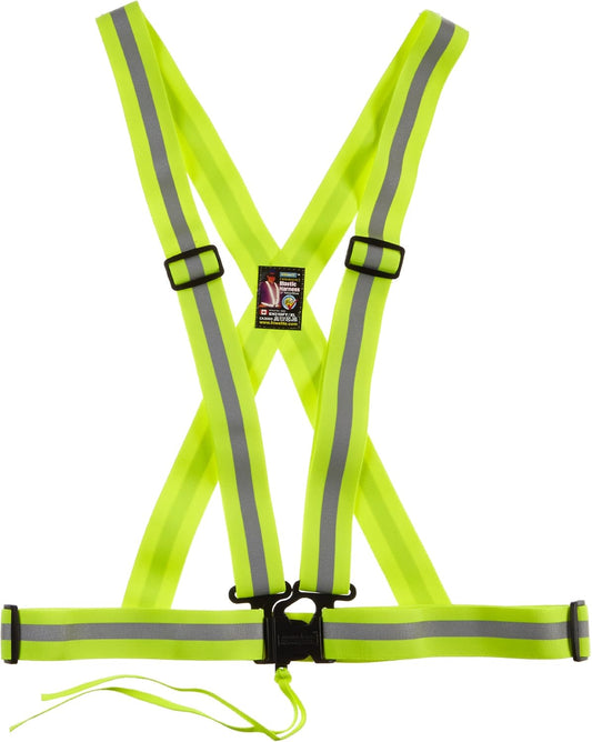 Mutual 14509 Reflective Elastic Adjustable Harness/Suspender, 50" Length x 1-1/2" Width, Lime