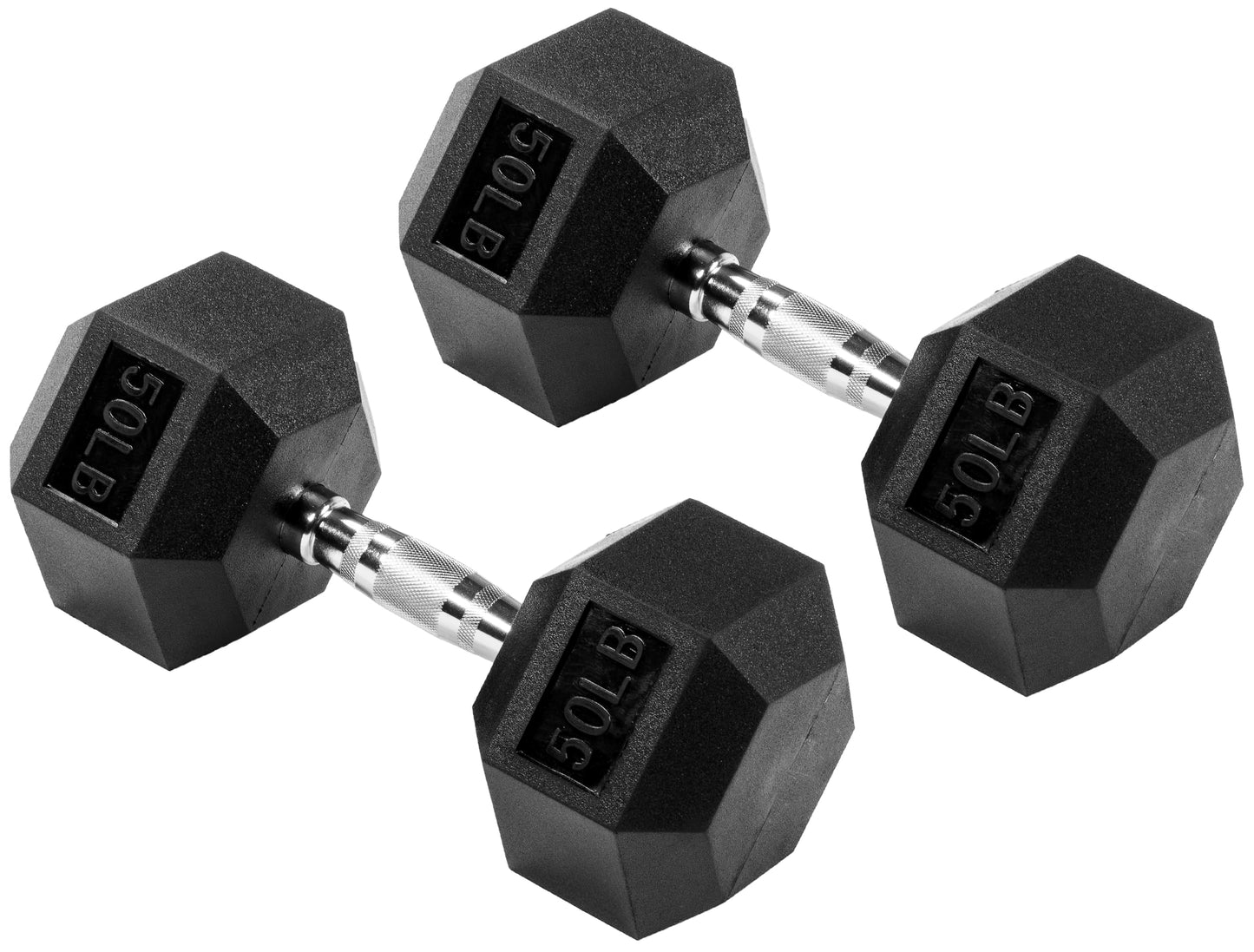 Fitvids Premium Rubber Encased Hex Dumbbell, 50LB Pair