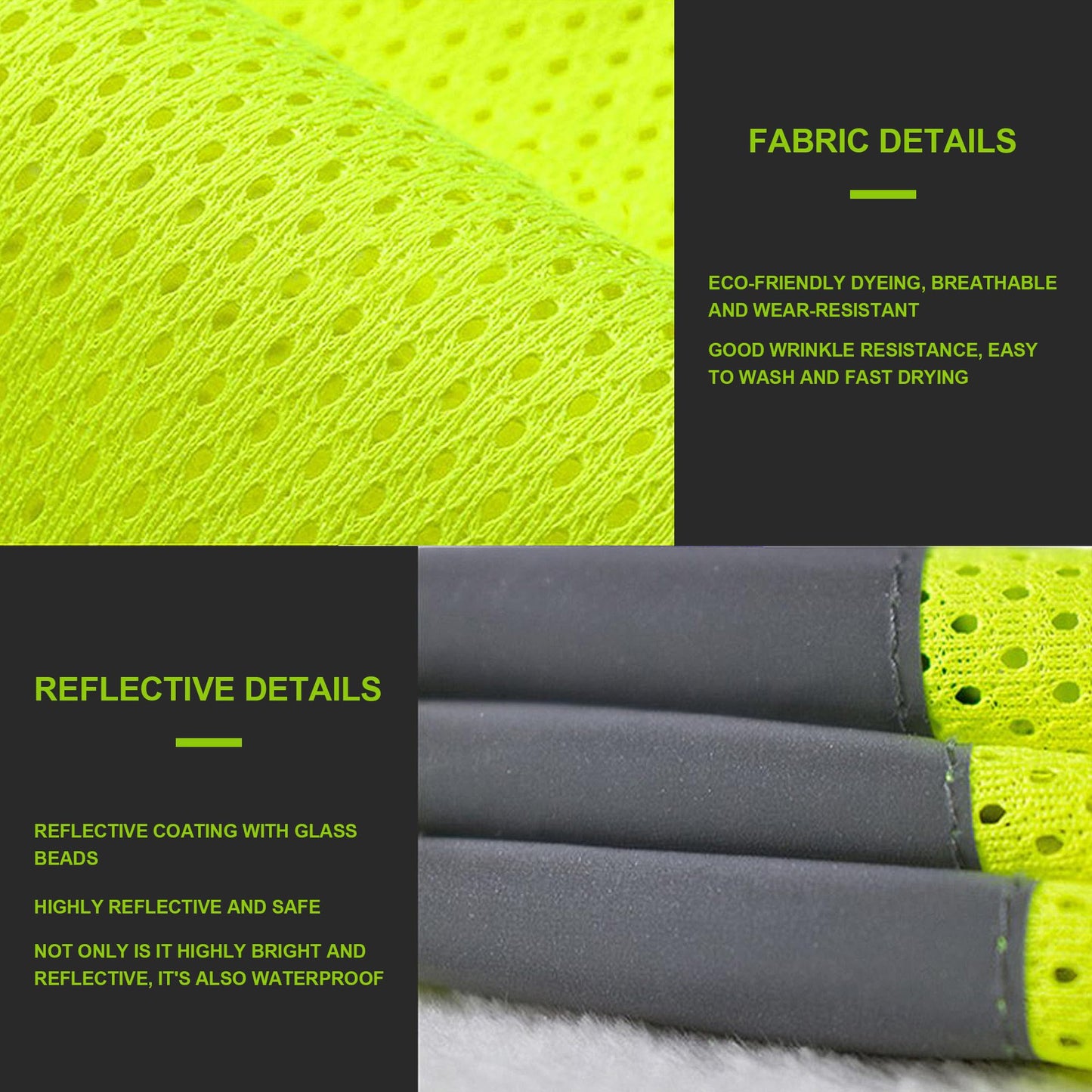 GOOFIT Reflective Vest, High Visibility, Breathable Vest, Lightweight Vest, Adjustable Reflectors for Running, Bicycle, Cycling and Jogging, for Men Women, with 2 Reflective Bands