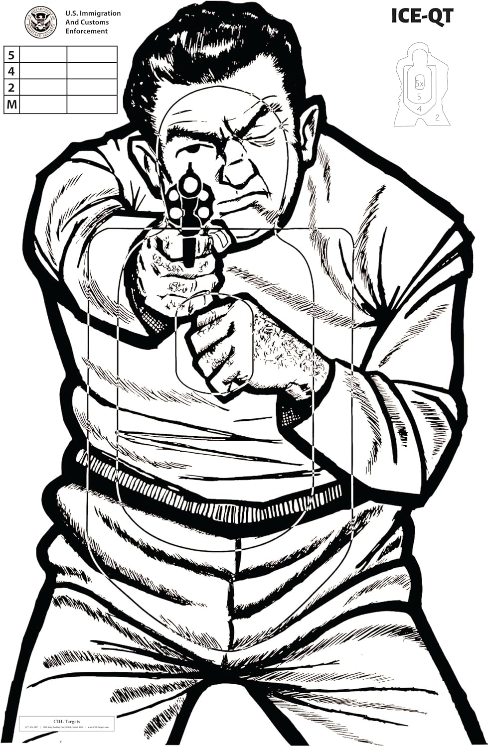 ICE-QT Targets, US Immigration & Customs, Paper Shooting Targets Silhouette,Police Silhouette Target, B-60 Target, Law Enforcement Firearms Qualification, Shooting Range Targets, Pistol Rifle Gun Targets