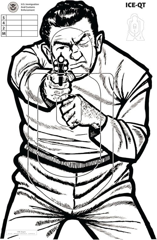 ICE-QT Targets, US Immigration & Customs, Paper Shooting Targets Silhouette,Police Silhouette Target, B-60 Target, Law Enforcement Firearms Qualification, Shooting Range Targets, Pistol Rifle Gun Targets