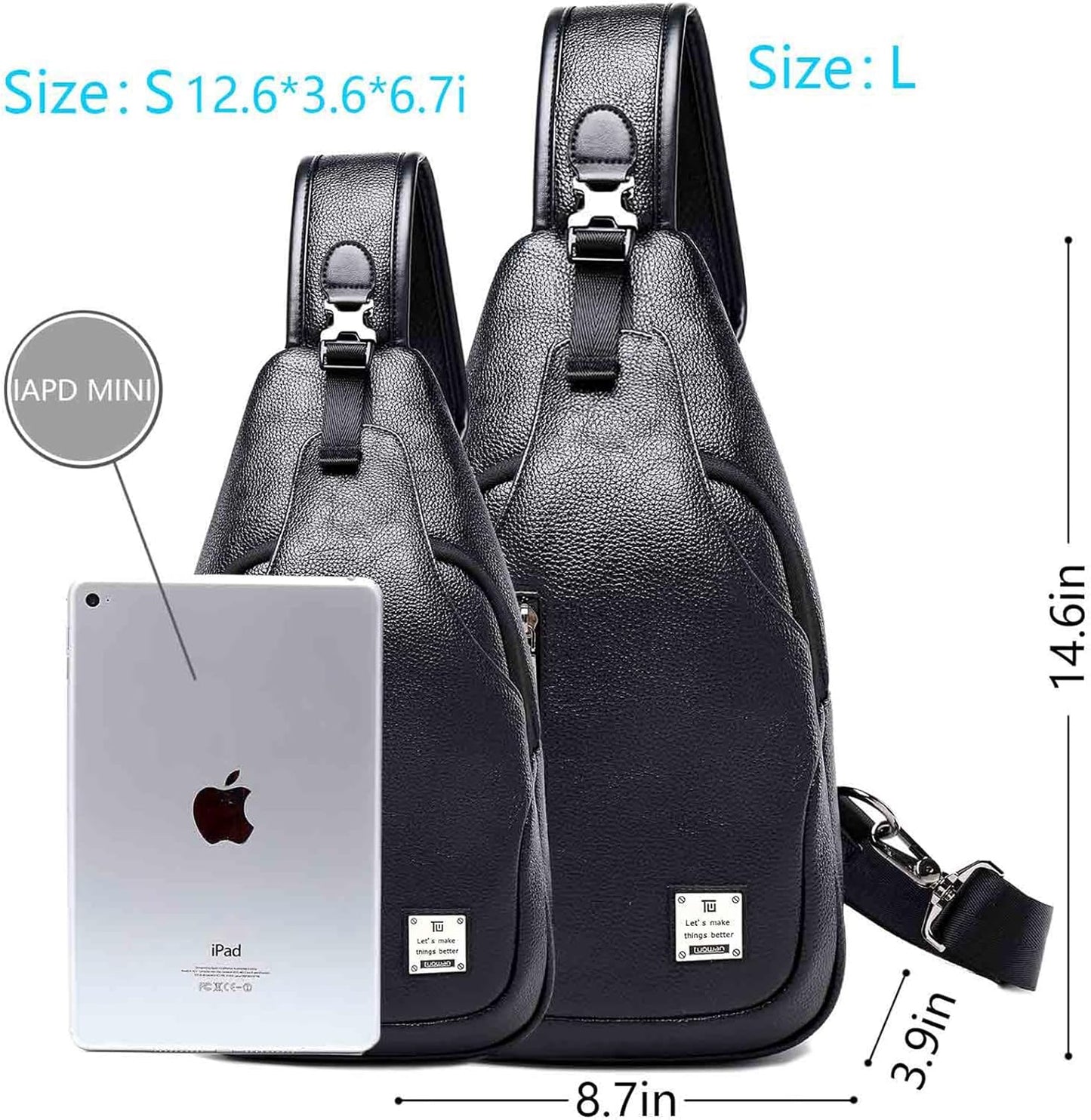 Small Sling Bag Crossbody Backpack Over the Shoulder Bag for Men Women Travel Outdoors, Lightweight Chest Pack (Small, Black)
