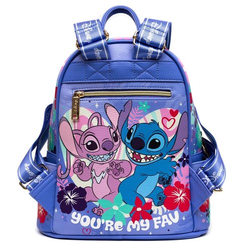 Wondapop Stitch and Angel 11" Vegan Leather Fashion Mini Backpack
