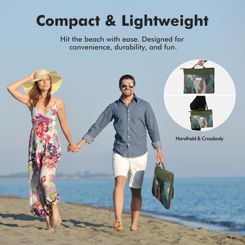 Tirrinia Portable Waterproof Outdoor Blanket with Shoulder Strap, 50”x 60” Camping Blanket, Beach Picnic Blankets, Sandproof Foldable Blankets, Lightweight for Spring Summer Camping