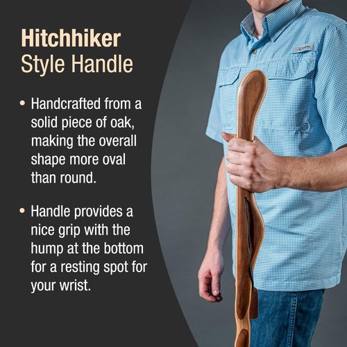 Brazos Handcrafted Wood Walking Stick, Twisted Oak, Hitchhiker Style Handle, for Men & Women, Made in The USA