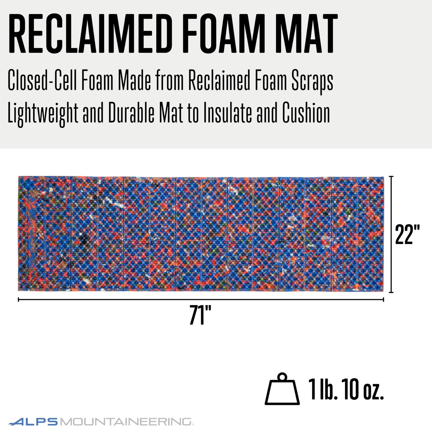 ALPS Mountaineering Reclaimed Folable Foam Mat, Confetti