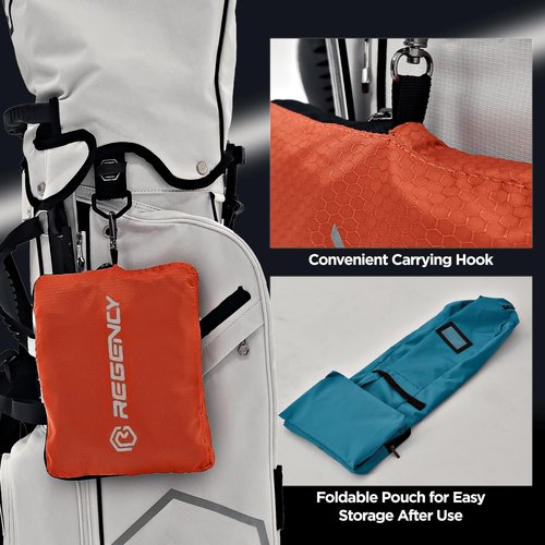 Regency Golf Bag Travel Rain Cover - Premium Waterproof Storage Protector for Golf Clubs, Durable Golfbag Club Covers - Universal Fit, Easy Access Design (Orange)