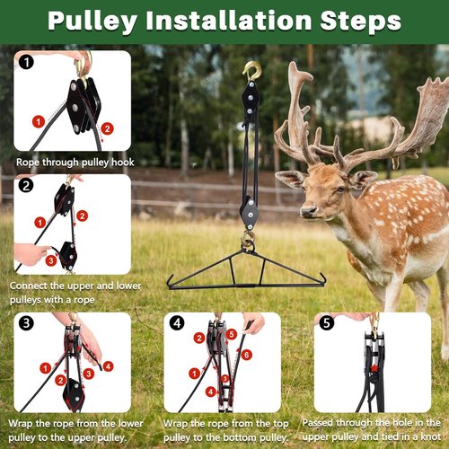 Ideagle Deer Hanger for Skinning, Deer Hunting Game Hoist Hanging Gambrel with Pulley Lift System, Max to 800LB