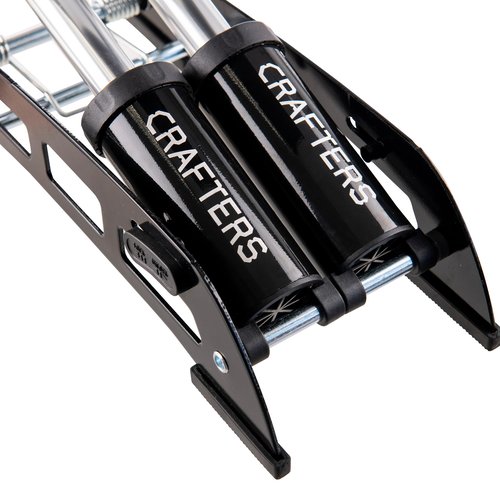 CRAFTERS Foot Pump - Multipurpose Valve Head for Bikes, Cars and Balls | Long Hose | Easily Readable Gauge | Light & Durable Steel Build.