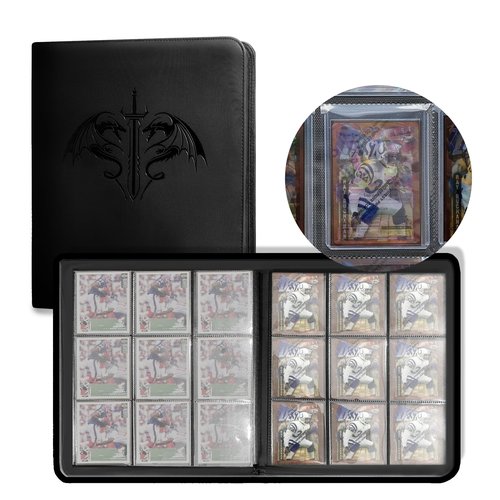 Toploader Binder,Card Holder 9 Pocket Sleeves Hold up 288 Cards. Album Book Case Storage Organizer,used for sports cards,football, baseball, Game King, Skylanders, MTG,game cards“3×4” rigid(BLACK)
