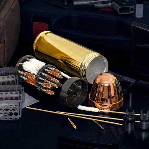 Deluxe Gun Cleaning Kit with Registered Trademarked Aluminum Bullet Shaped Storage Case, Cleaning Tools to Effectively Maintain Handguns, Shotguns and Rifles.