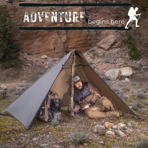 Onewind Lightweight Shelter, Solitary Shelter Cape Emergency Survival Shelter Bushcraft Poncho Tent Ultralight Minimalist Shelter for Camping Hiking Backpacking Bug Out Bag, OD Green