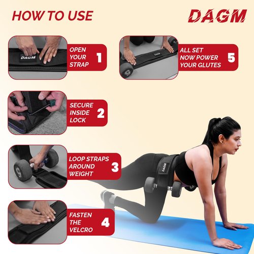DAGM Hip Thrust Belt for Dumbbells heavy, Secure Glute Trainer with Non-Slip Extra Padding That Protects Your Hips - Ideal for Gym & Home Workouts - Use with Heavy Duty Kettlebells, Dumbbells, & Plates Hold up to 500 lbs