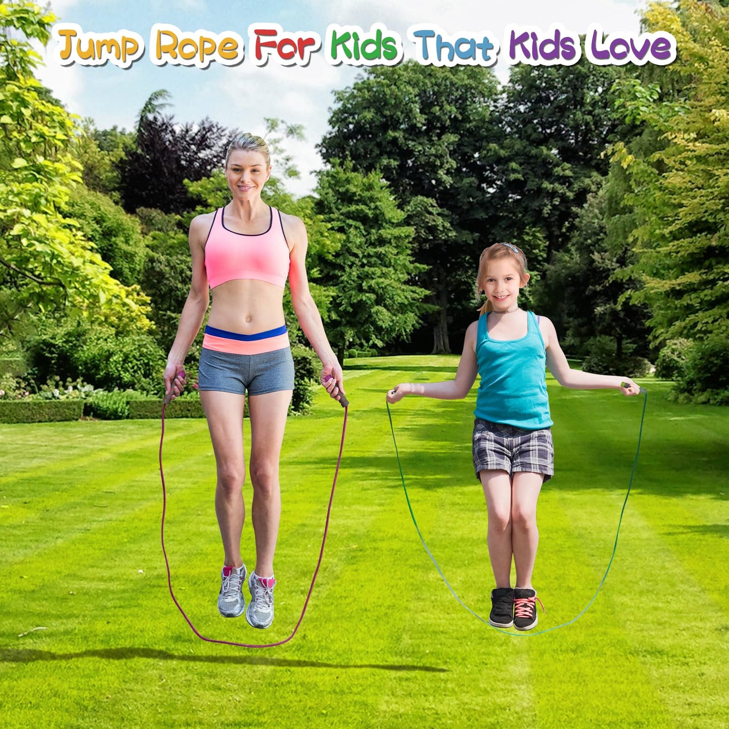 Adjustable Soft Skipping Rope - Toddler Jump Rope With Skin-Friendly Foam Handles For Kids, Boys, Girls, Women, Men - Exercise Activity, Outdoor Fitness