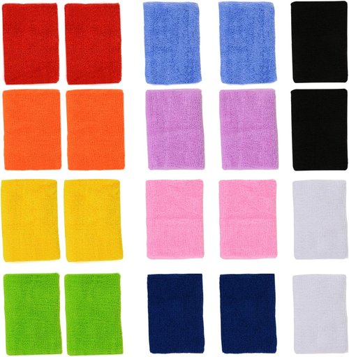 Colorful Sports Wristbands - 10 Pairs (20 Pieces) Sweatbands for Active Lifestyle