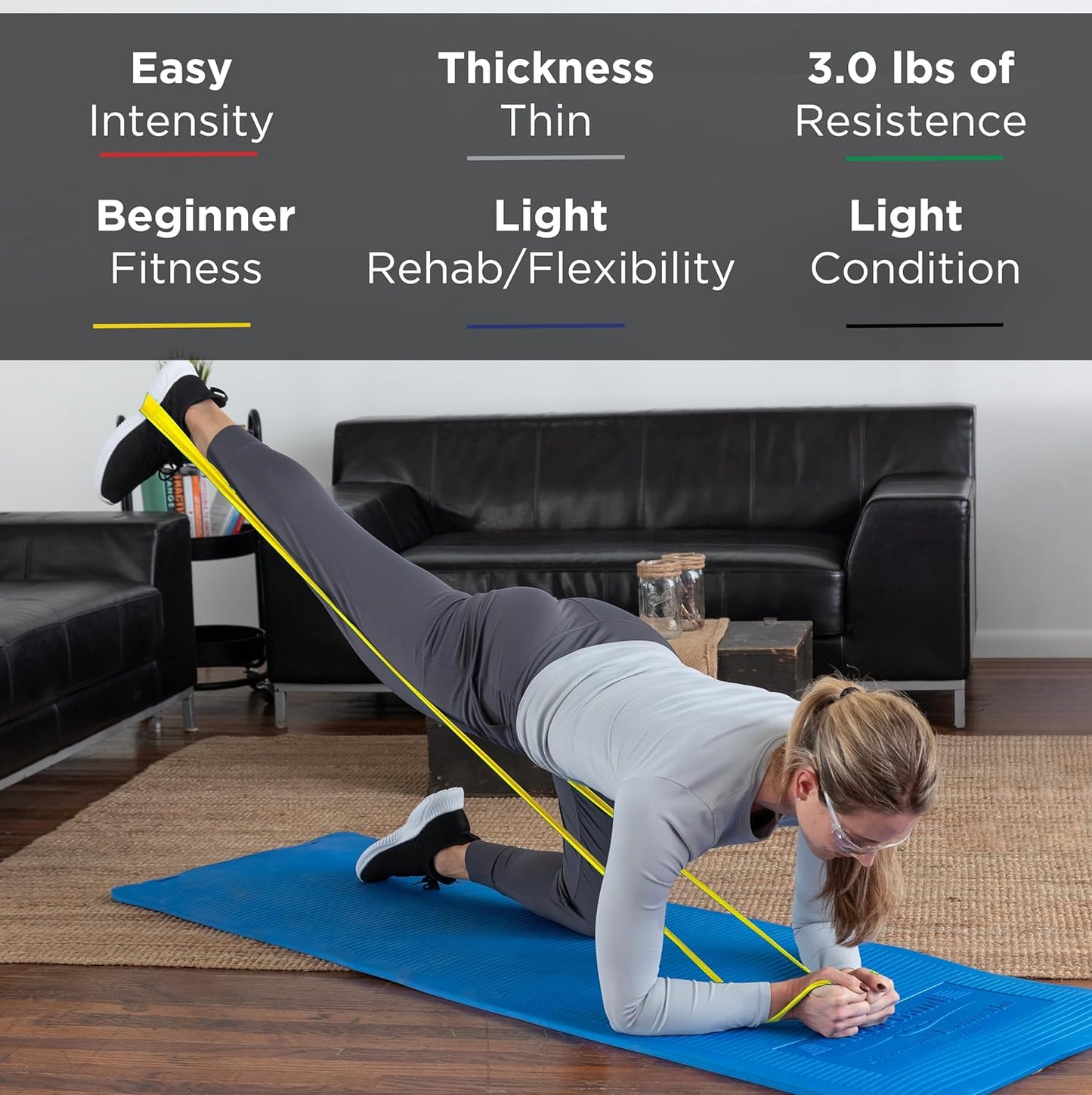 THERABAND Professional Latex Resistance Bands For Rehabilitation, Portable Fitness and Workout, Home Exercise, 5 Foot, Green, Heavy, Level 4, Individual Package