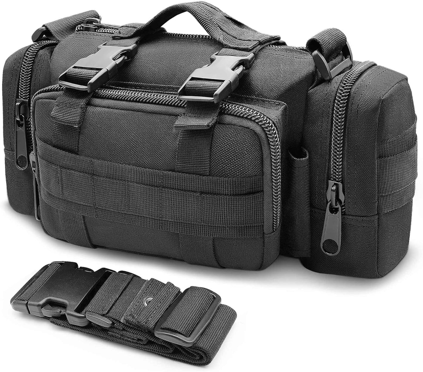 3P Military Duffel Waist Bag, Molle Bicycle/Motorcycle Waterproof Fanny Packs Camera Bag Camo EDC Utility Pouch Crossbody with Shoulder Strap Hand Carry