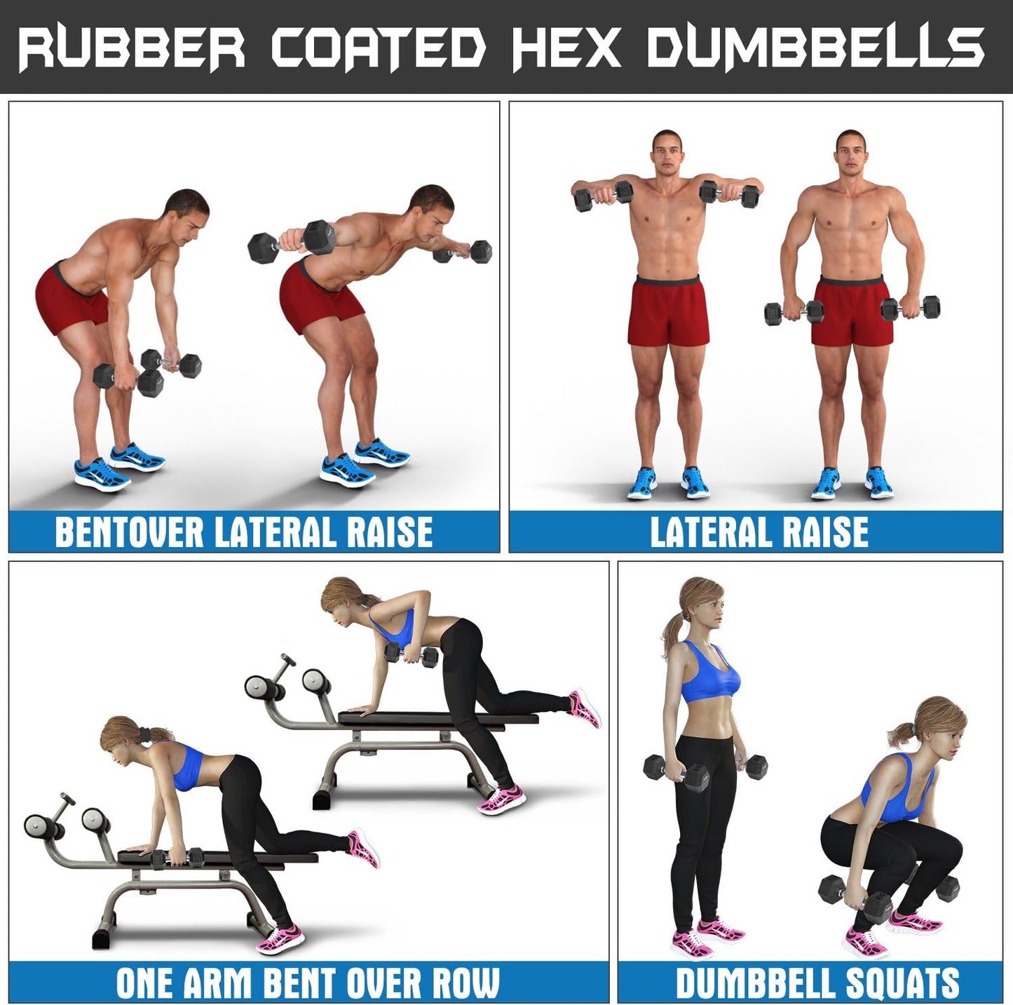 Dumbbell - Rubber Hex - 5lbs