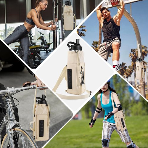 CONTAIL 2 in 1 Magnetic Water Bottle Carrier Bag for 30/40 oz Tumbler with Handle/no Handle,Bottle Pouch Holder with Adjustable Shoulder Strap,Multifunction Accessories Pocket&Carabiner