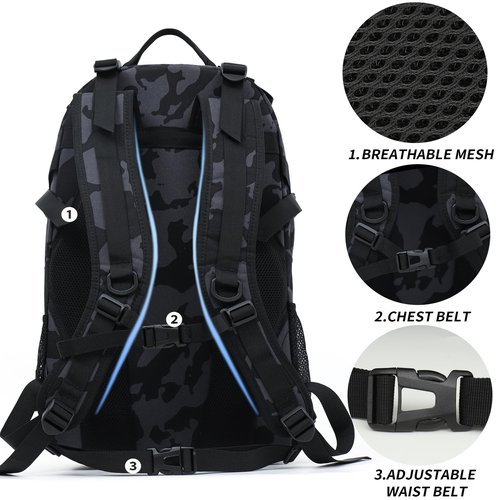 Houart Camo Backpack,Military Tactical Backpack for Men with Flag Patch,30L School Backpack for Outdoor