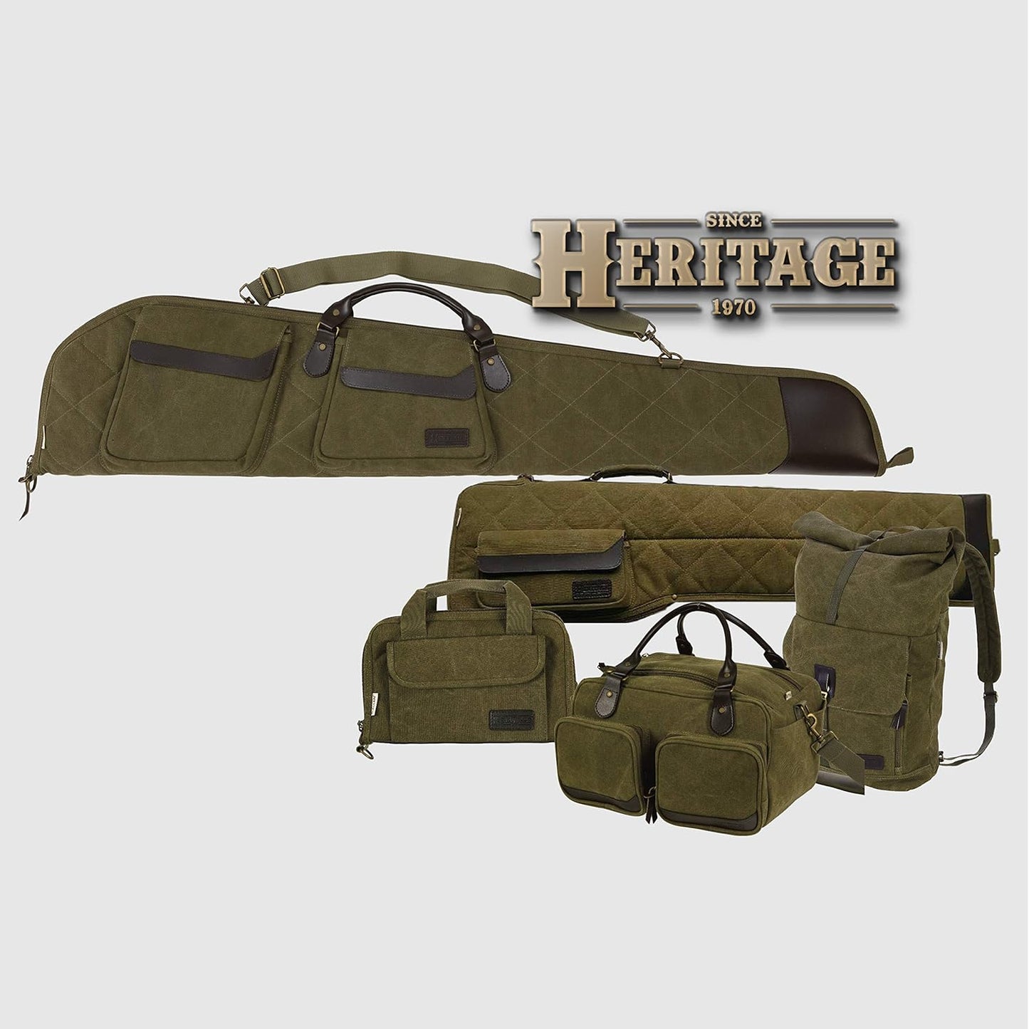 Allen Company - North Platte Heritage Series - Vintage Set - Rifle Case / Shotgun Case / Takedown Case / Backpack / Range Bag / Gun Sling (36 / 48 / 52 inches) - Olive Green