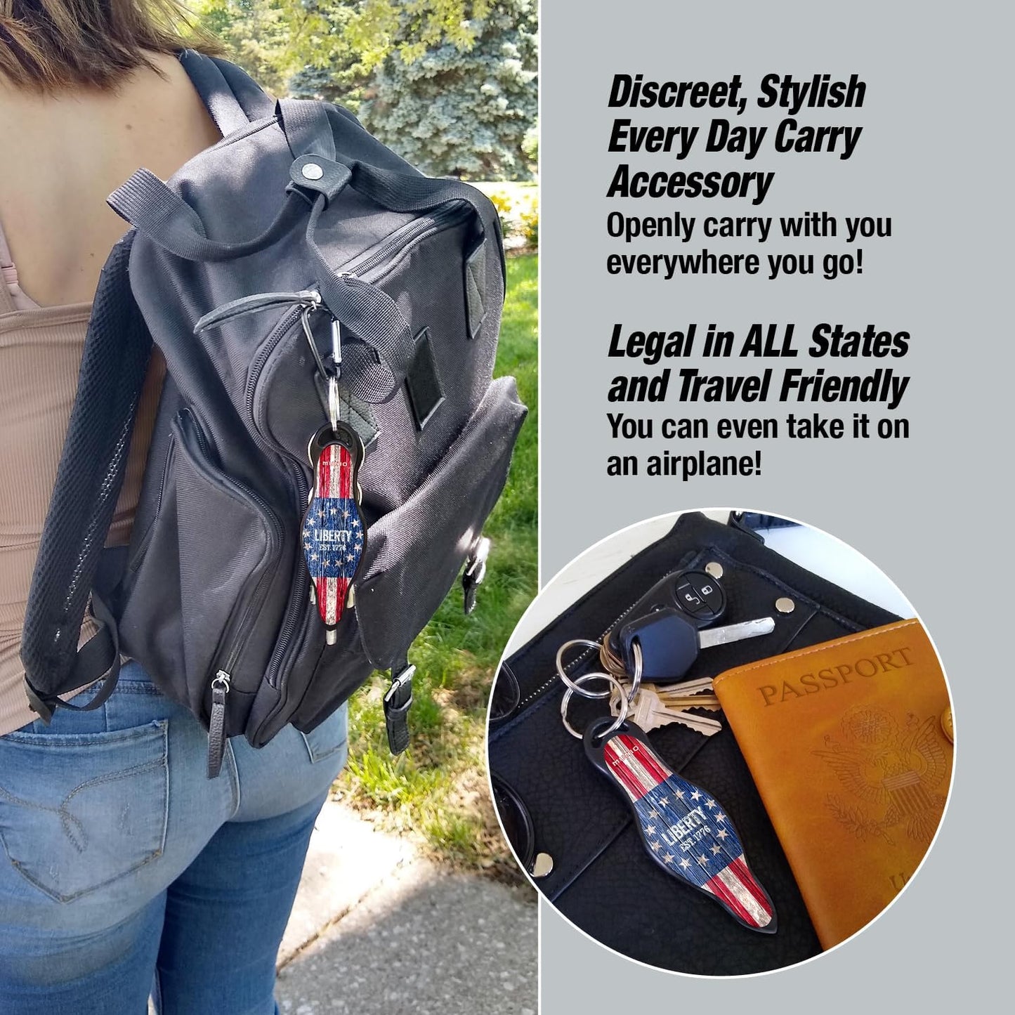 MUNIO Self Defense Keychain – Lightweight, Stylish & Portable Safety Tool for Women & Men – Non-Lethal Kubotan, Easy to Use, TSA Approved – Made in USA