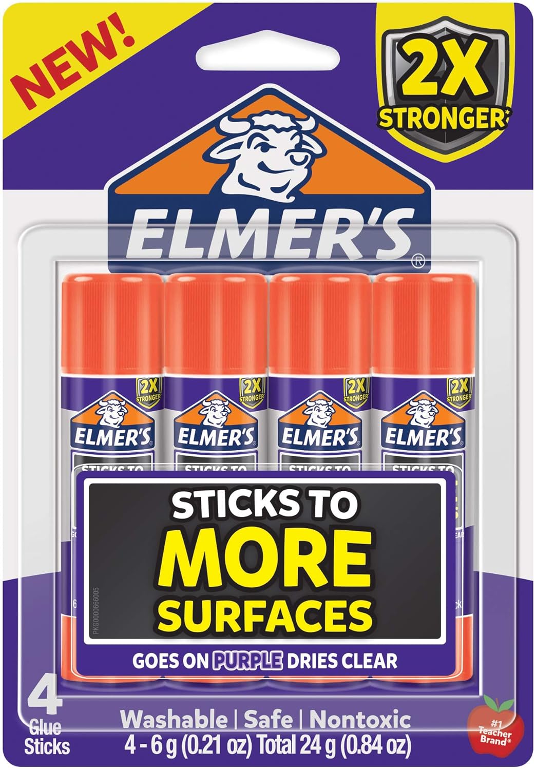 Elmer’s Extra Strength School Glue Sticks, Washable, 6 Grams, 4 Count