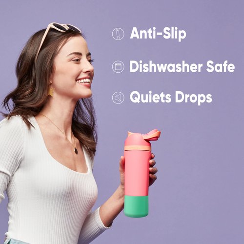 Owala 2-in-1 Water Bottle Brush Cleaner and Water Bottle Straw Cleaner Brush & Silicone Water Bottle Boot, Anti-Slip Protective Sleeve for Water Bottle, Blue