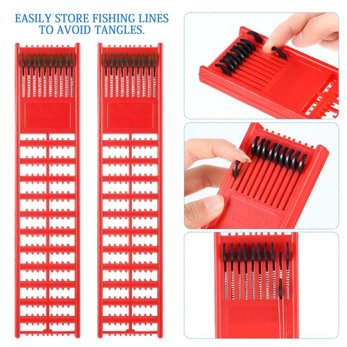 Meooeck 8 Pieces Fish Hook Holder Snelled Fishing Leader Holder 10.6 x 2.36 x 0.67 Inch Line Organizer for Storing Line Rigs(Multicolor)