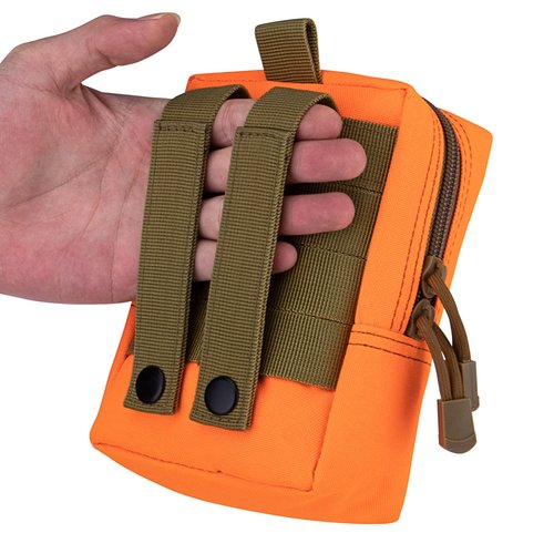 bvya 2 Pack Tactical Molle Pouch Multi-Purpose Compact Waist Pack Water-Resistant Small Utility EDC Pouch with Flag Patch for Molle Backpack, Mini Compass Included