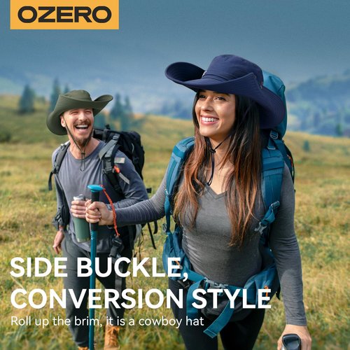 OZERO Sun Hats for Women: Gardening Hat Wide Brim Beach UV UPF Sun Protection - Breathable Cotton Outdoor Travel Hiking Beach Summer Hat with Fold-Up Brim, Green