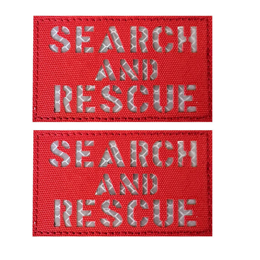 2 Pack Reflective Search and Rescue SAR Patch with Hook Back for Service Harness Tactical Vest Patch (SAR-2)