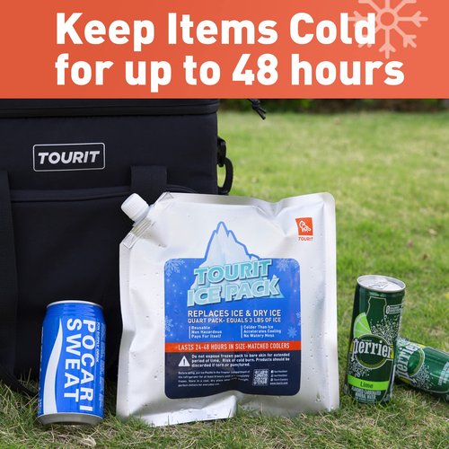 TOURIT 50-Can Insulated Rolling Cooler & 4 Pcs Reusable Ice Packs Bargain Perfect Combination