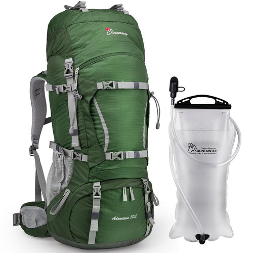 MOUNTAINTOP 70L Internal Frame Backpack with 3L Hydration Bladder