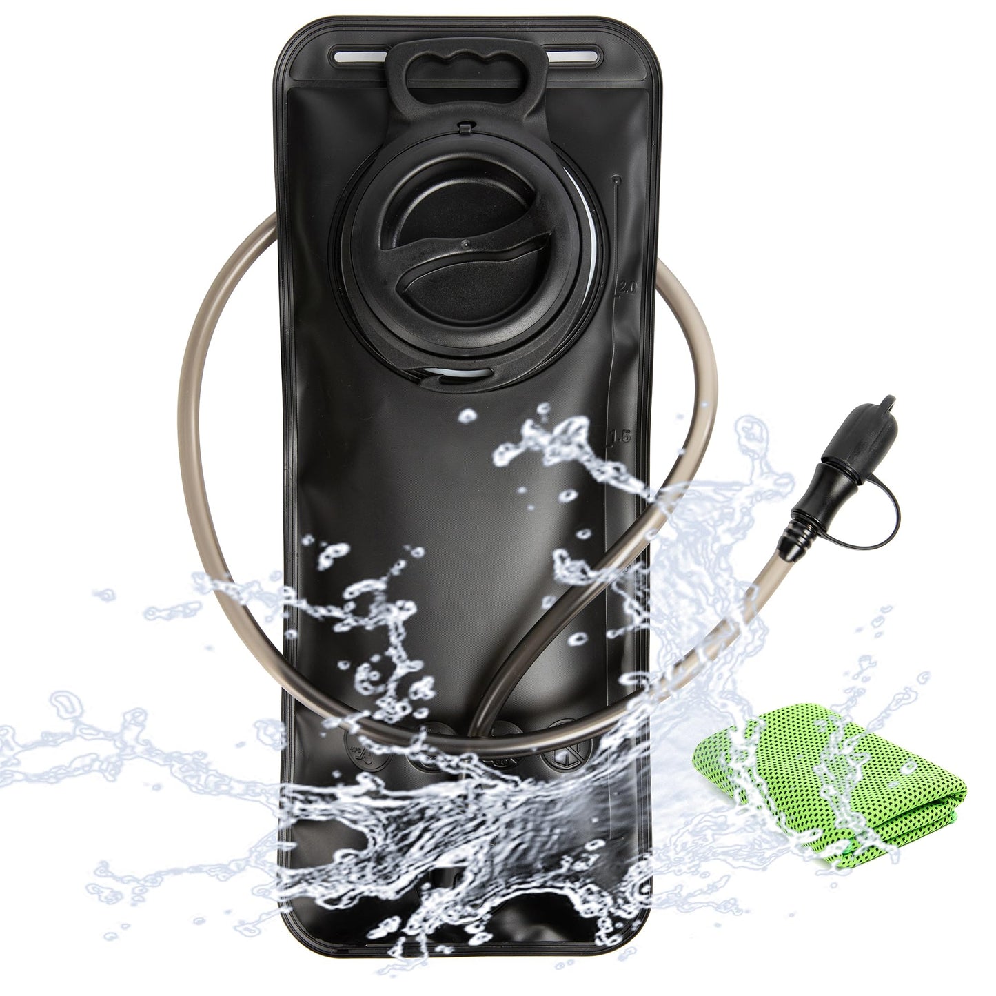 J.CARP Hydration Bladder 2 Liter Leak Proof Water Reservoir, Water Pouch Hydration Pack Replacement for Cycling, Hiking, Camping, Hunting, Running Black