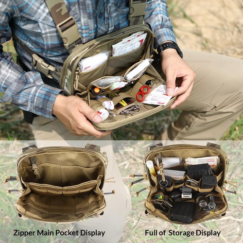VOTAGOO GEAR Tactical Chest Pack EDC Chest Bag 2L Utility Molle Chest Rig Pouch with CCW Compartment Adjustable Harness for Outdoor (CP)