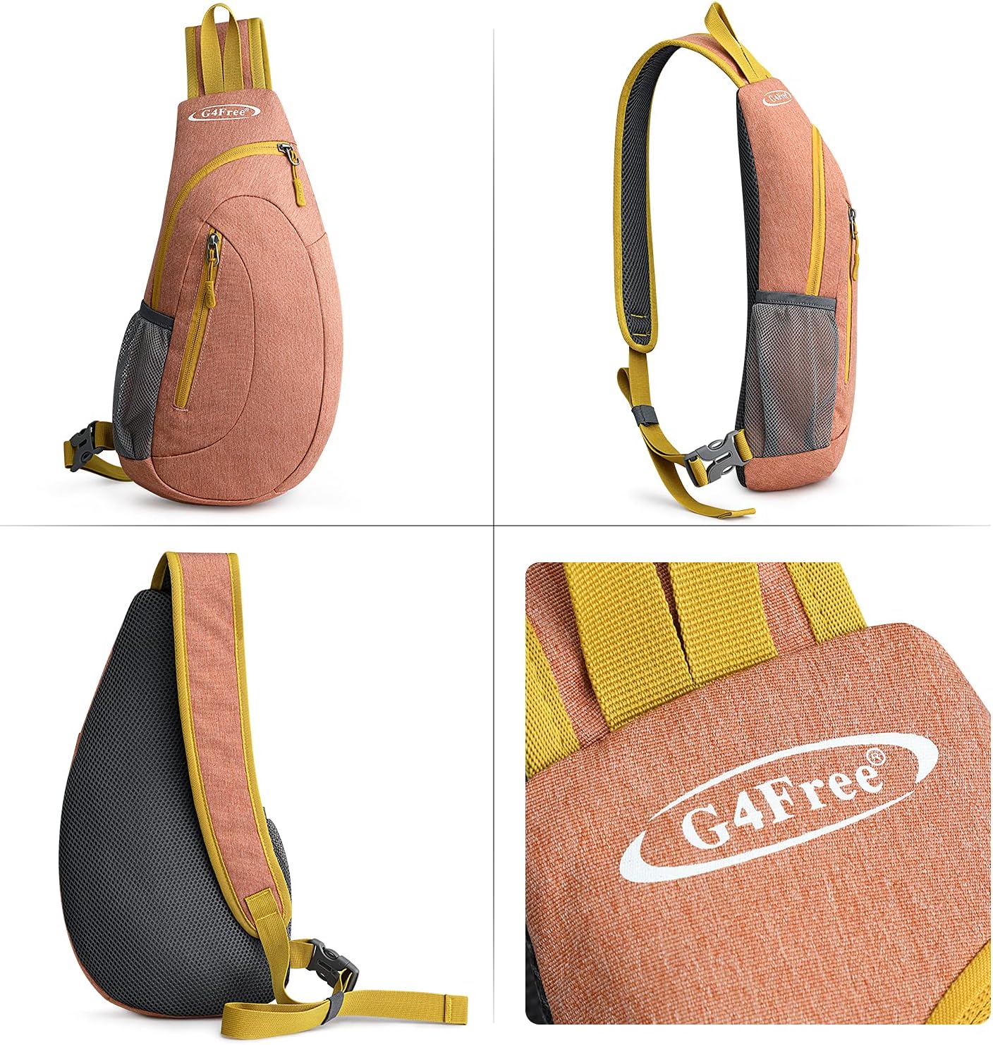 G4Free Sling Bag for Men Women, Small Crossbody Backpack Lightweight Chest Shoulder Bags for Travel, Outdoor and Sports (Black)