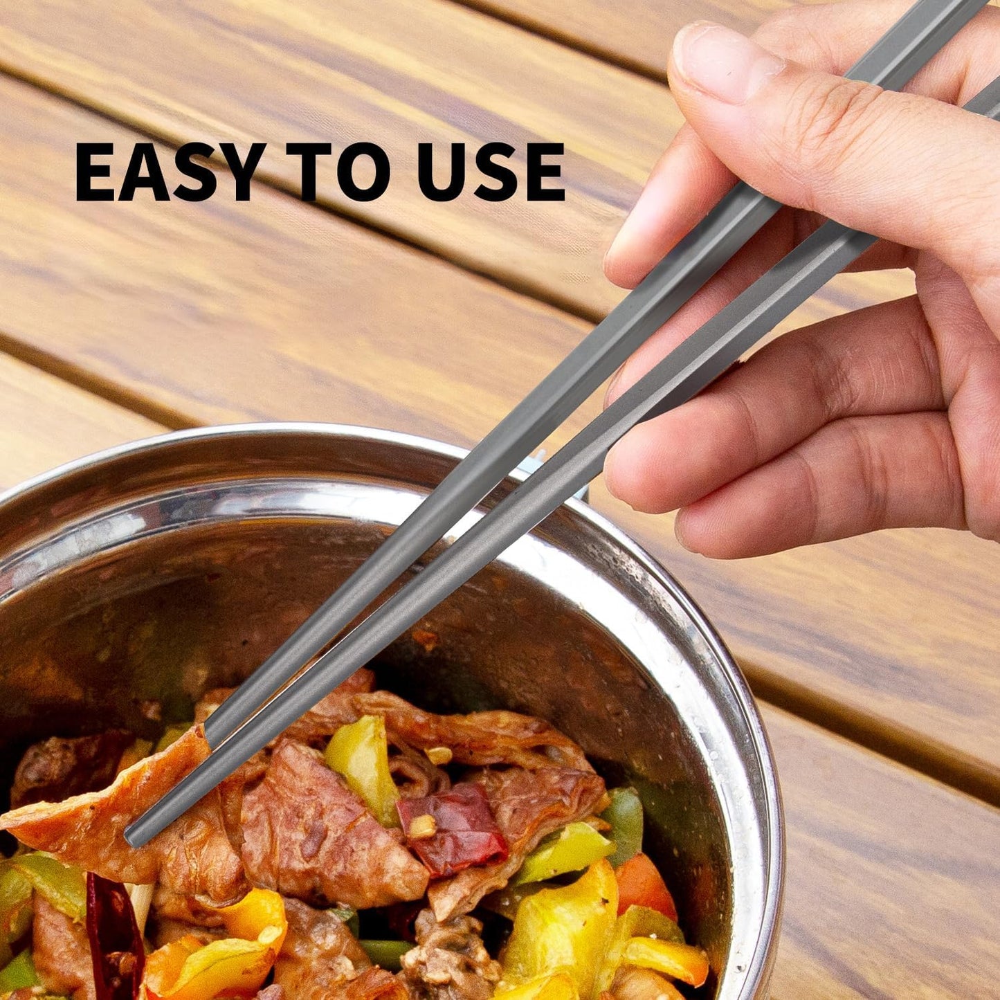 TiTo Solid Titanium Chopsticks for Camping Picnic and Hiking Reusable Lightweight Outdoor Tableware 1 Pairs (6x160mm)