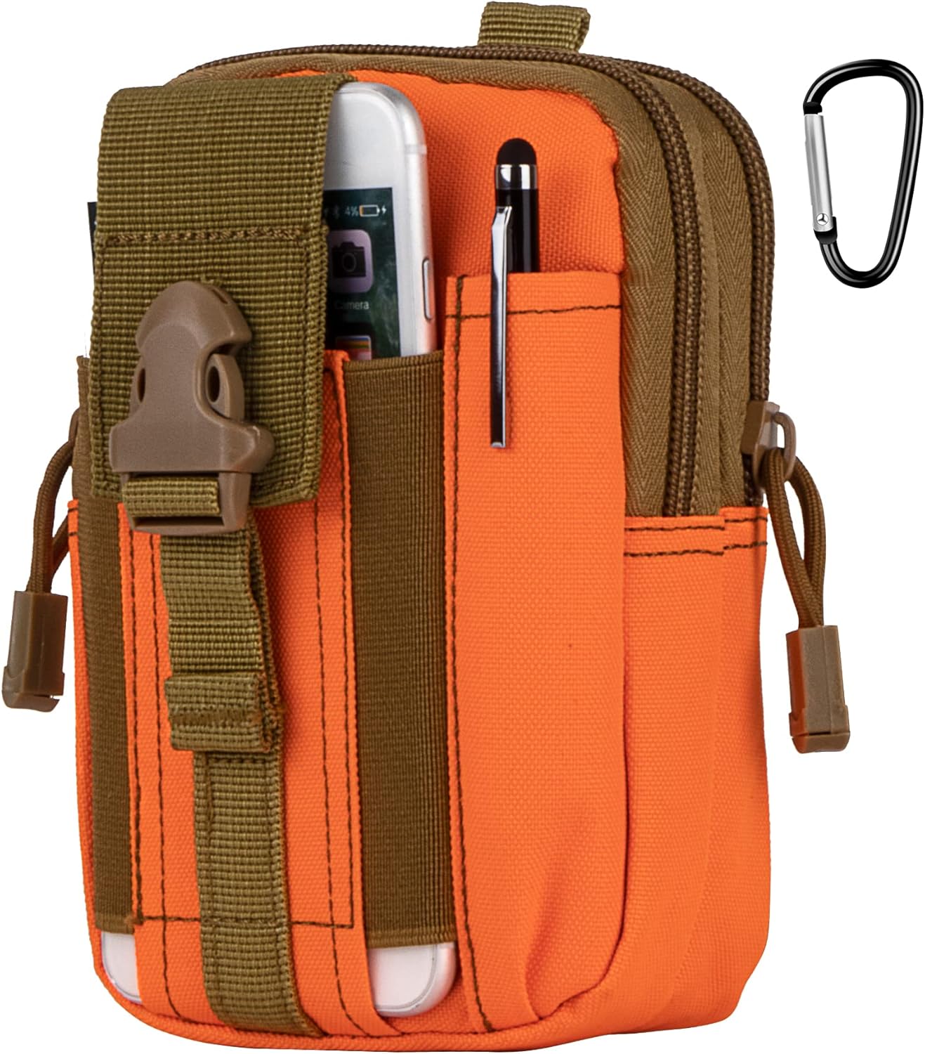 IronSeals Tactical Molle Pouch Compact Utility Waist Bag Phone Holster Holder for 4.7"-6.9" iPhone 15 Pro Max/15 Pro/14 Plus/14 Pro Max/14/13 Pro Max/13 Pro/12 Pro Max/11 Pro Max