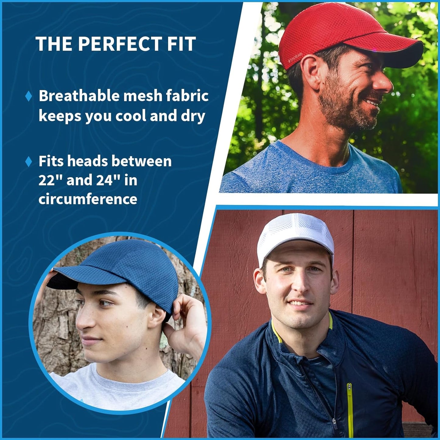 TrailHeads Performance Mens Running Hat - Lightweight, Quick Dry Workout Hats for Men - Athletic Sports Cap for Tennis, Gym