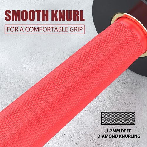 TECHNOAGE 7FT Olympic Barbell 1500LBS Capacity 45LB Solid Chrome Olympic Bar Barbell Load(2" Plate) for Weightlifting, Squats, Dead-Lifts, Presses, and Lunges (Black&Red)
