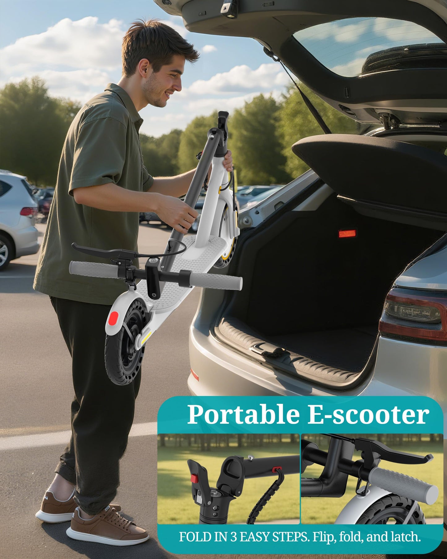 Qlaway Electric Scooter for Adults, 350W Motor, Top Speed 19Mph(31km/h), Max 22 Miles Ranges, 350W Motor, 8.5" Solid Tires, Aluminum Alloy Folding E Scooter with Dual Braking/APP Control