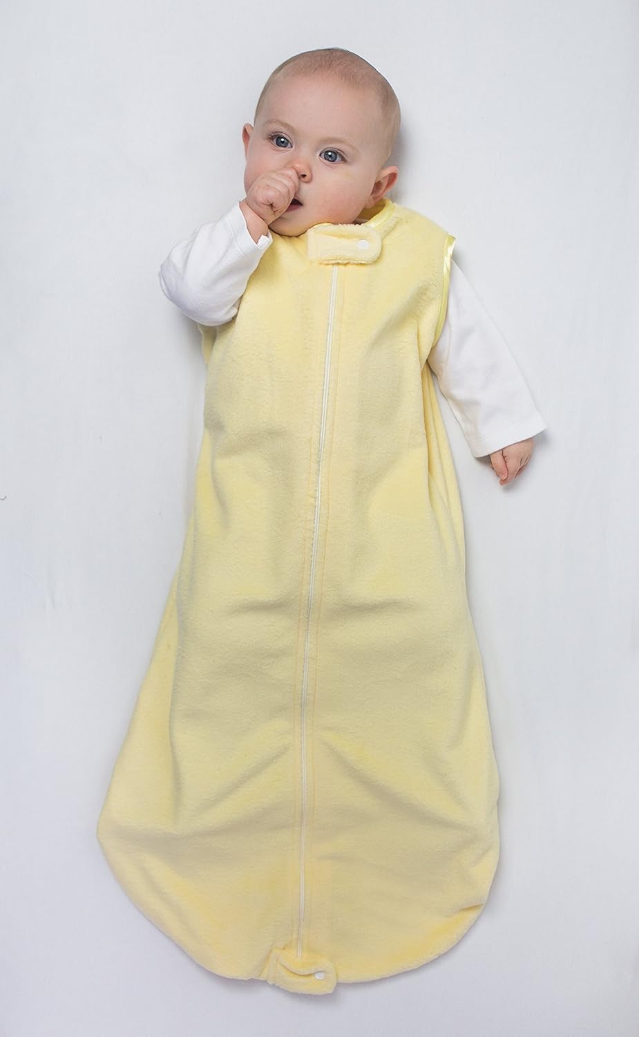 SwaddleDesigns Baby Velvet Sleeping Sack, Pastel Pink with Pink Trim, 12-18 Months, Wearable Blanket with 2-Way Zipper