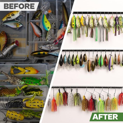 VEYWANE Fishing Lure Display Storage Racks, 15" Wall Mount Metal Fishing Baits/Lures Organizer and Rig Holder 4 PCs